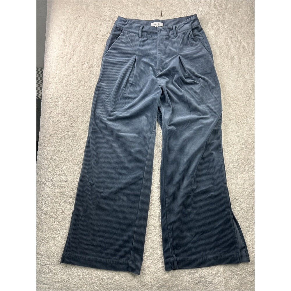 Moodie Flair Wide Cuffs Corduroy Pants Blue Women's M Pleated Boho Gorpcore
